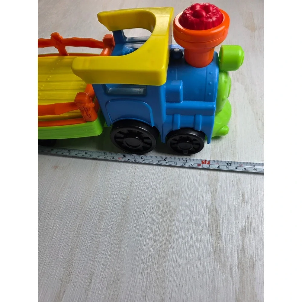 Fisher Price Little People Friendly Passengers Train Blue Yellow Toy Engine 14in